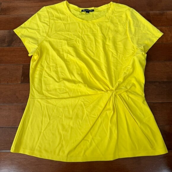 INC International Concepts Women’s Yellow Twisted Short Sleeve Top, size XL - Picture 1 of 7